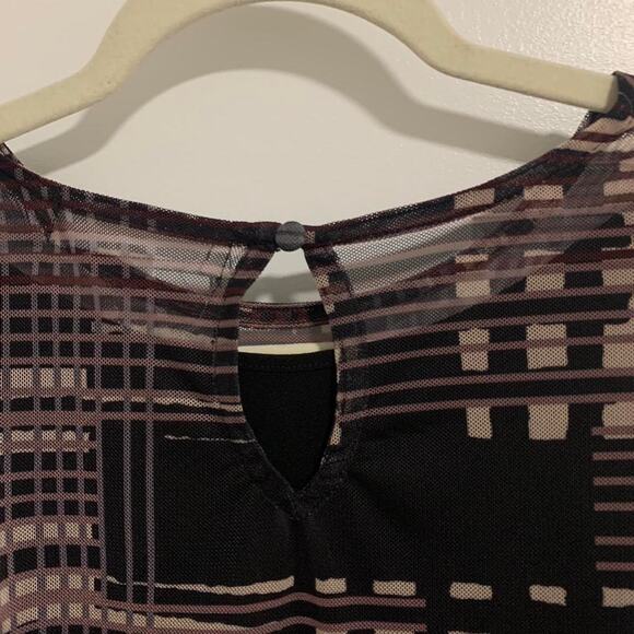 Adyson Parker Brown Sleeveless striped geometric dress sheer size large NWT - Picture 6 of 6